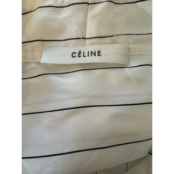 CELINE Striped Lavallière Shirt Dress SZ L - Picture 5 of 7